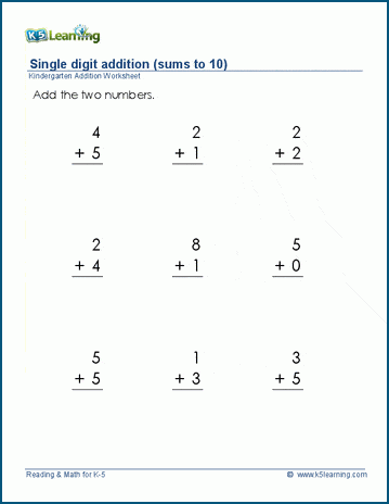 math sheets addition