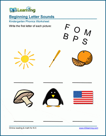 write the beginning sound worksheets k5 learning