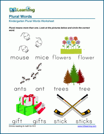 identify plural words worksheets k5 learning