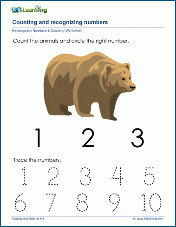 counting and number recognition worksheets k5 learning