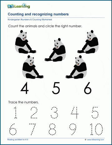 Count to and recognize the number five (5) worksheet