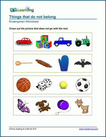 things that do not belong worksheets k5 learning