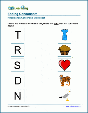 Ending Consonant Worksheets | K5 Learning