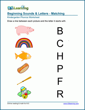 match the beginning sound worksheets k5 learning