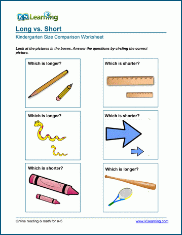 Kindergarten Worksheet 1 Big vs. Small Size comparison Which is