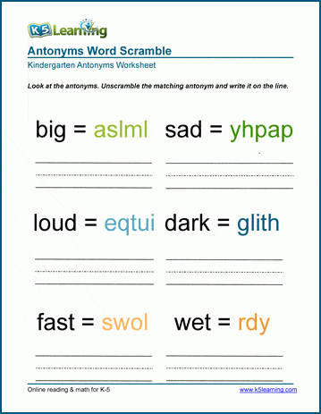 SYNONYMS for KINDER & GRADE 1 ---LEARN WORDS with the SAME MEANING