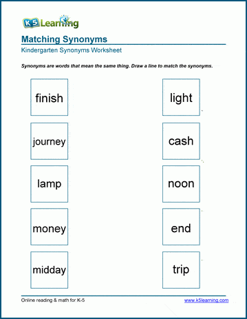 Thesaurus Practice — Matching and Finding Synonyms (Years 3-4)