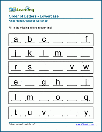 Kindergarten Alphabet Printable Worksheets