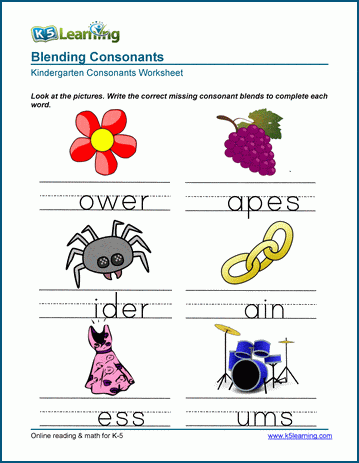 Writing Consonant Blends Worksheets For Preschool And Kindergarten | K5 Learning