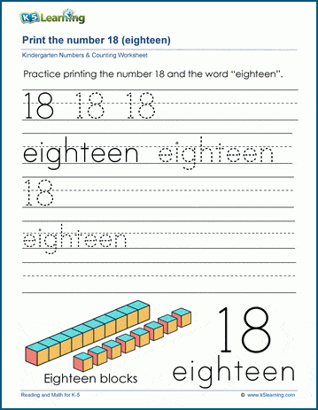 number 18 worksheet