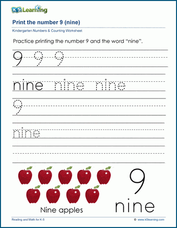 Number Nine Worksheet