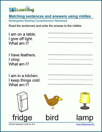 riddle worksheets for kindergarten k5 learning