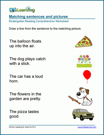 matching sentences worksheets k5 learning