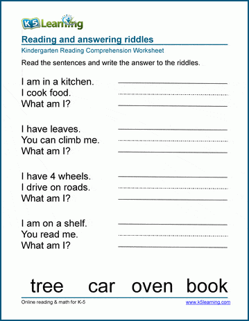Riddle worksheets for preschool and kindergarten | K5 Learning