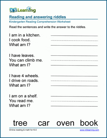  Riddle worksheets for preschool and kindergarten K5 Learning