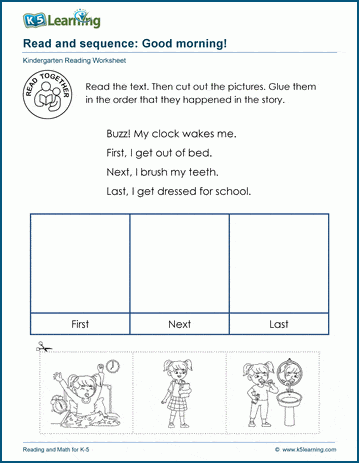 Kindergarten Reading Comprehension - reading and sequencing