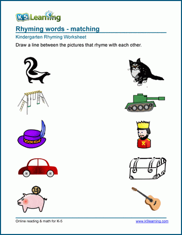 Rhyming worksheets using pictures for preschool and kindergarten | K5