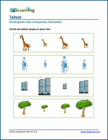 Kindergarten Worksheet 1 Big vs. Small Size comparison Which is