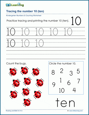 number 10 worksheet preschool