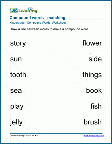 Matching Compound Words Worksheets For Kindergarten K5 Learning