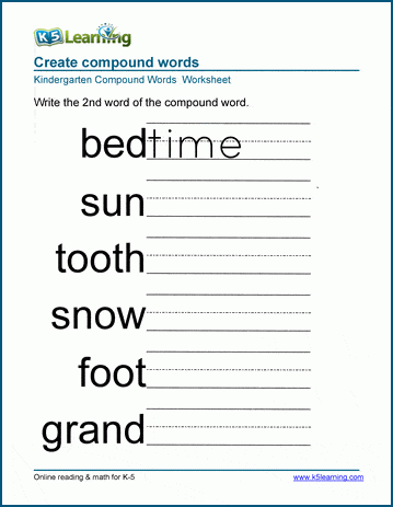 compound words with pictures for kindergarten