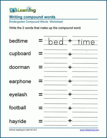 compound words with pictures for kindergarten