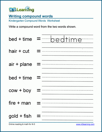 writing compound words worksheets for preschool and kindergarten k5 learning