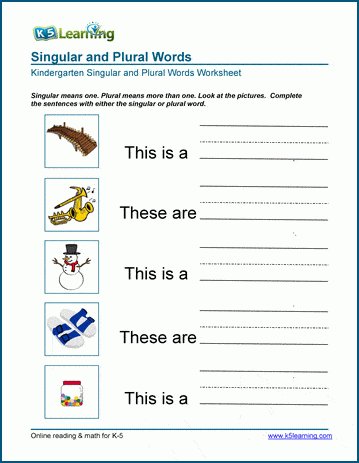 writing singular and plural word worksheets k5 learning