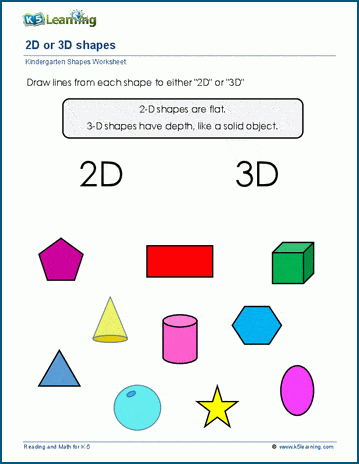 2 D Vs 3 D Shape Worksheets K5 Learning