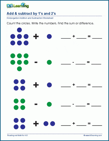 add and subtract worksheets for preschool and kindergarten k5 learning