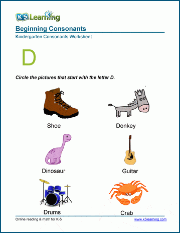 Words Starting With A D K5 Learning