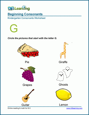 letter g worksheets