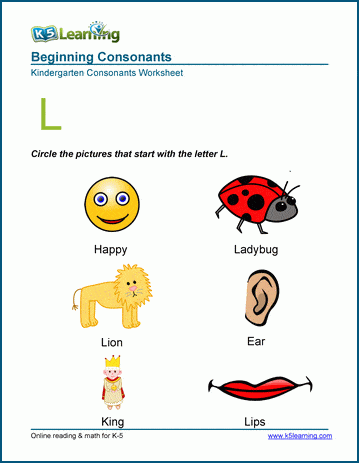 words starting with a l k5 learning