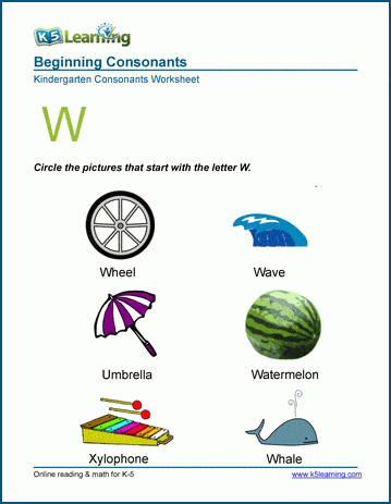 Words Starting With A W K5 Learning