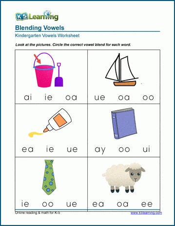 vowel preschool worksheets u Kindergarten Preschool Vowel Blends for Worksheets and