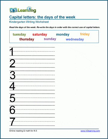 capitalization of proper nouns worksheets for preschool