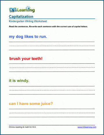 writing sentences worksheets first