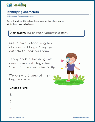 Kindergarten Characters Worksheet