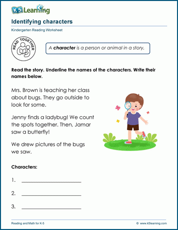 Kindergarten Characters Worksheet