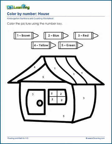 Kindergarten color by numbers worksheet