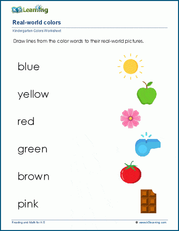 color of objects worksheets k5 learning