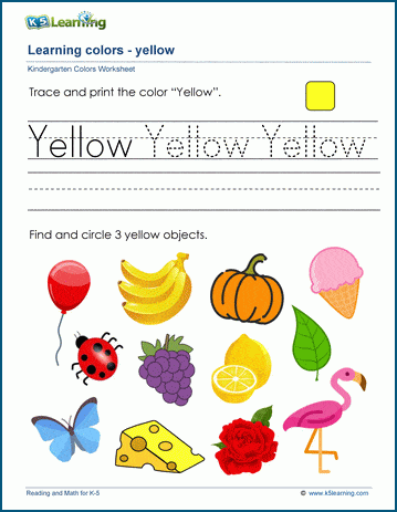 Yellow Color Based Worksheets For Kindergarten With Free Printable ...