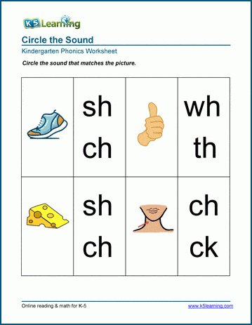 Consonant Digraphs Worksheets for Preschool and Kindergarten | K5 Learning