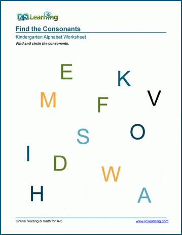 identifying consonants worksheets for preschool and kindergarten k5