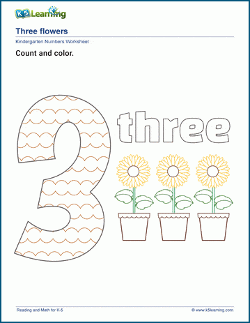 number 3 tracing and colouring worksheet for kindergarten coloring ...