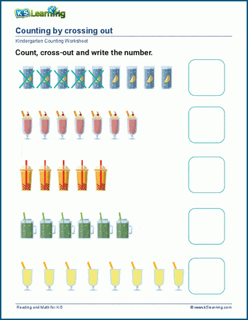 Crossing out items to count worksheets