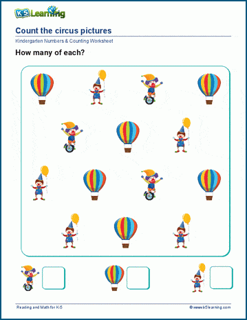 Counting like items (<5/group) worksheet