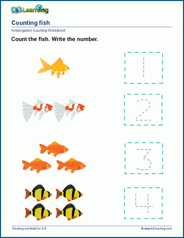 Counting to 4 worksheets