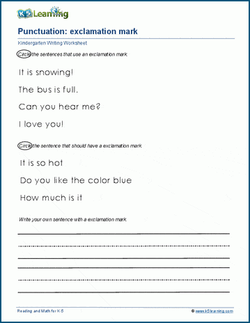 Exclamation mark worksheet