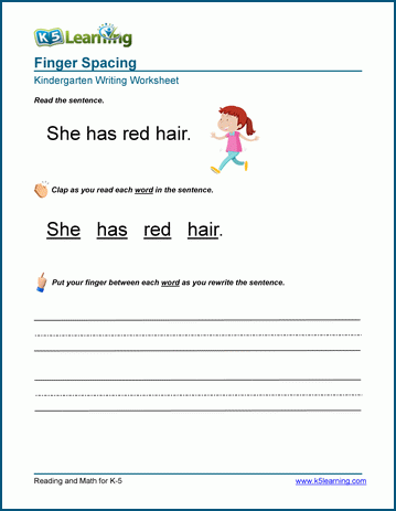 Spacing between words worksheet